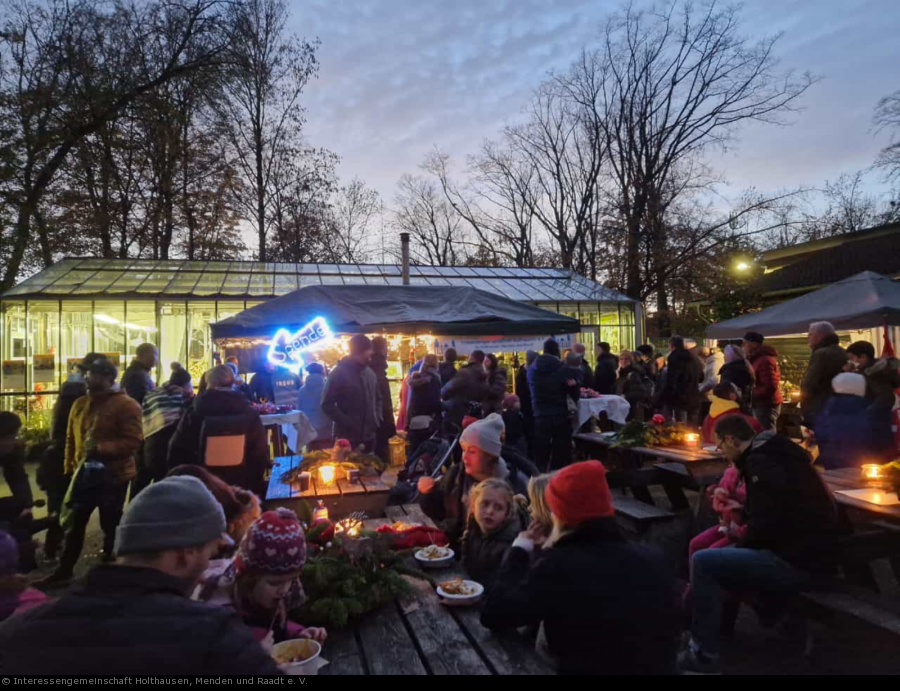 Am Samstag vor dem ersten Advent 2022 war wieder Weihnachtsmarkt am Archepark im Witthausbusch veranstaltet von der Interessengemeinschaft Holthausen, Menden und Raadt e. V. -  Interessengemeinschaft Holthausen, Menden und Raadt e. V.