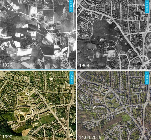 Broich in fast 90 Jahren - Luftbilder RVR