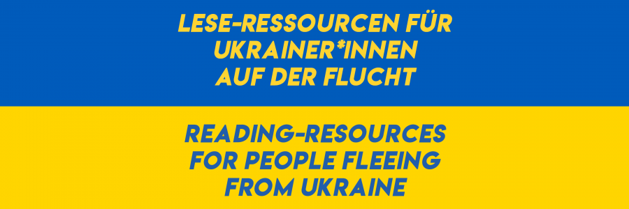 Banner für Webseiten/Ressourcen für Ukrainische Geflüchtete (eBooks, eAudios etc.) - Kaja van den Berg