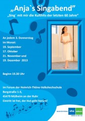 Anja's Singabend nun in der VHS! Flyer zur neuen Veranstaltungsreihe