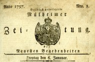 Ausschnitt der ältesten Zeitung des Stadtarchivs Mülheim an der Ruhr (1797) - Stadtarchiv