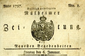 Ausschnitt der ältesten Zeitung des Stadtarchivs Mülheim an der Ruhr (1797) - Stadtarchiv
