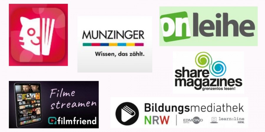 Logos der digitalen Angebote der Stadtbibliothek Mülheim an der Ruhr - Stadtbibliothek Mülheim an der Ruhr